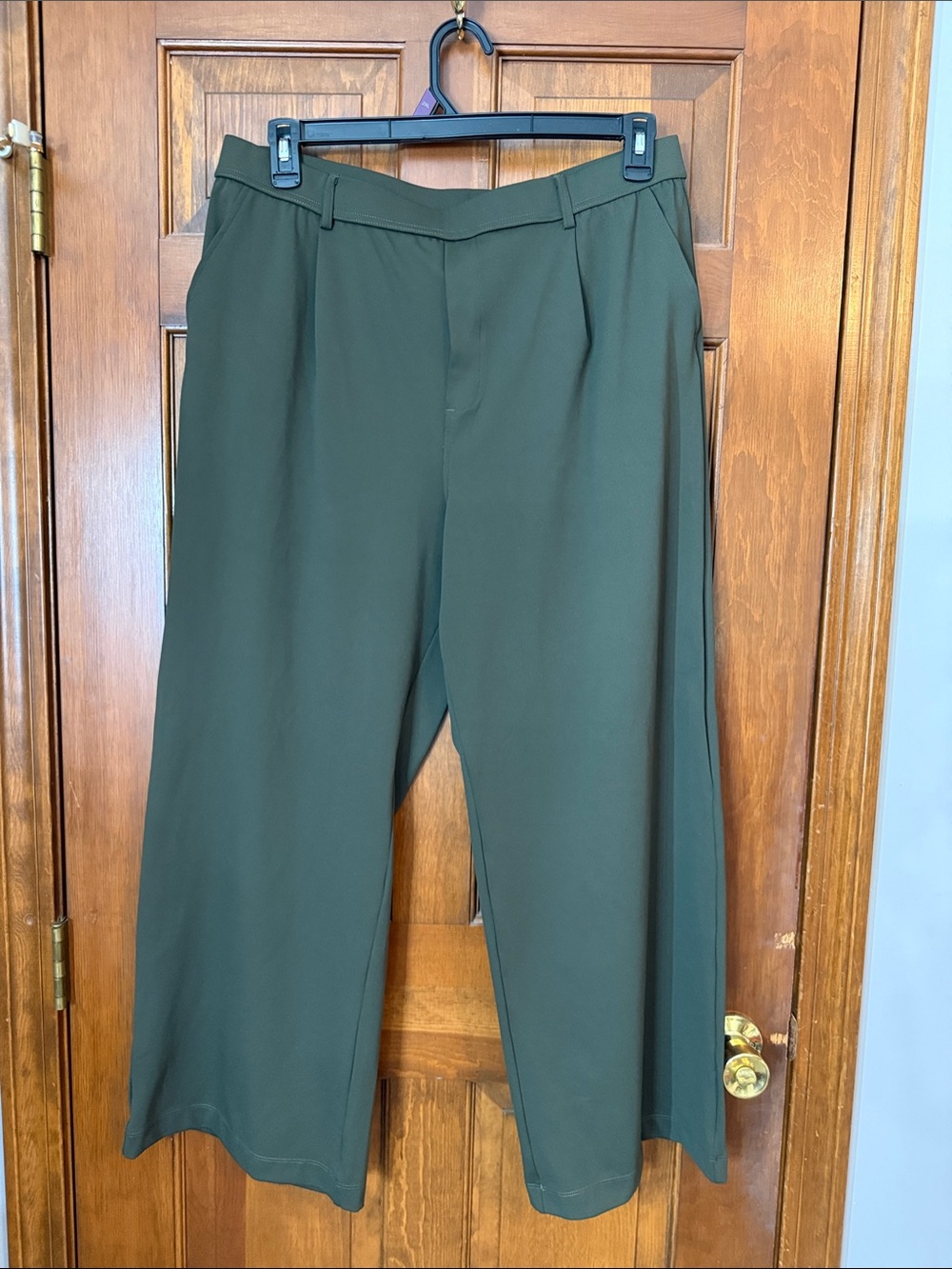 Women’s Dark Olive Wide-Leg Dress Pants